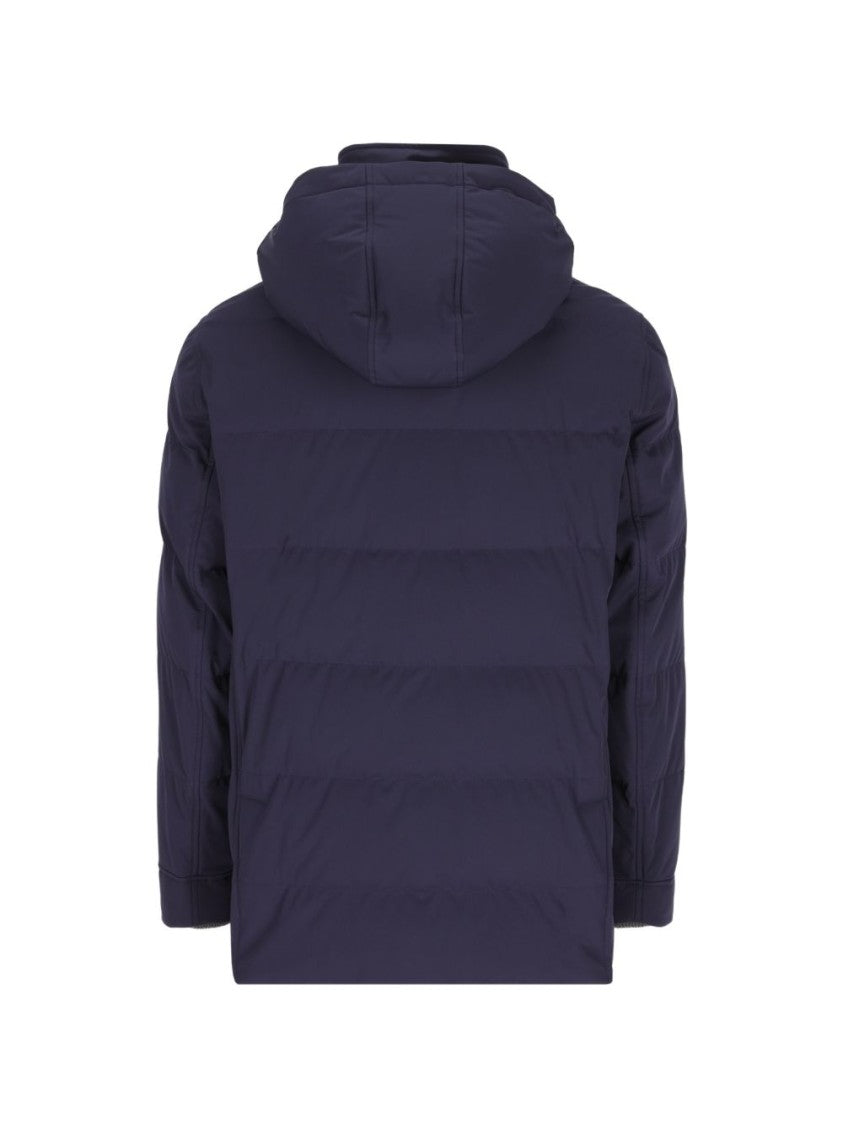 Brunello Cucinelli Black Padded Quilted Detachable Hood Jacket