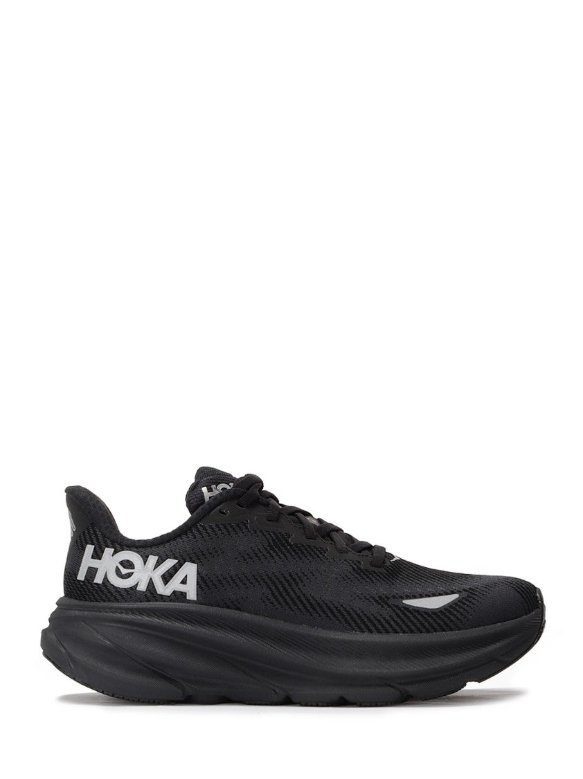 Hoka Streamlined Black Sneakers With Cushioned Sole And Reflective Details