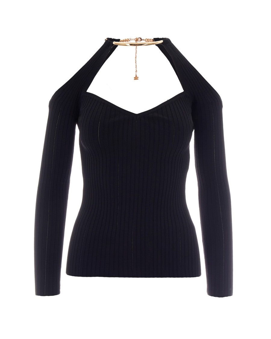 Elisabetta Franchi Knitted Top With Jewel