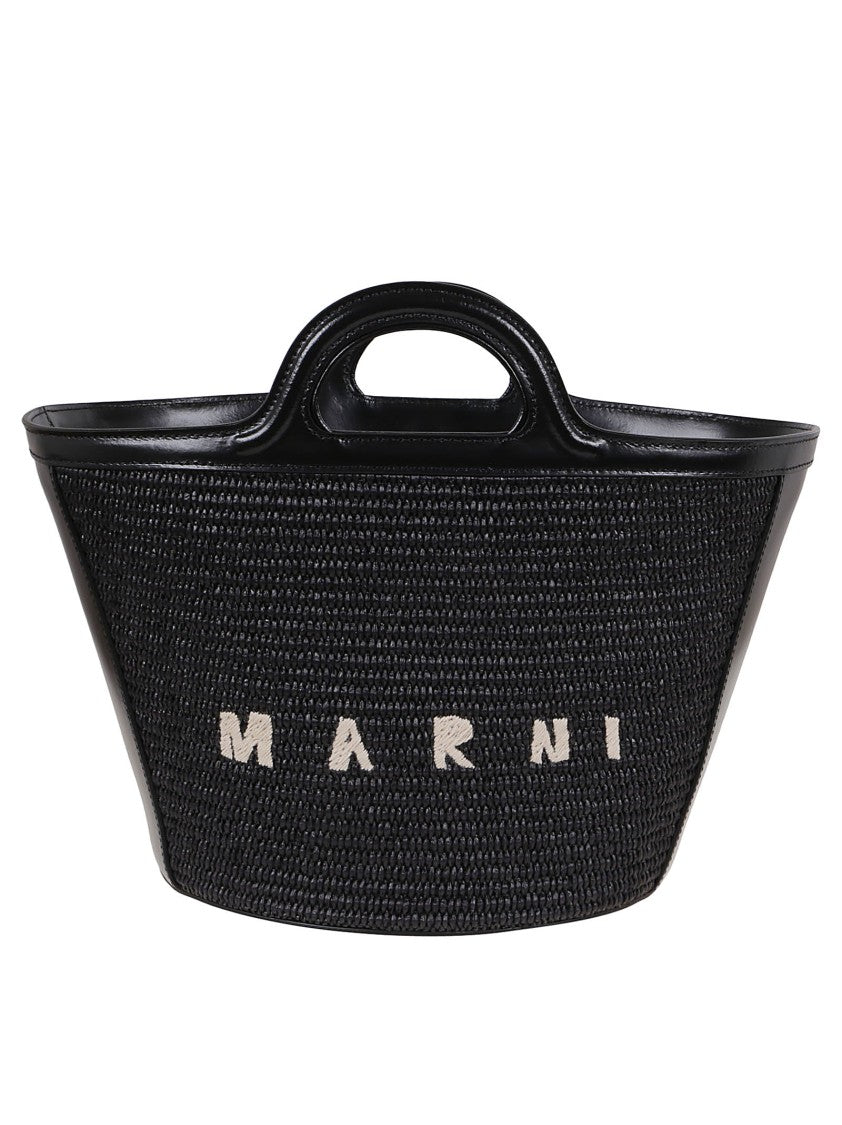 Marni Tropicalia Structured Shoulder Bag With Raffia Panels
