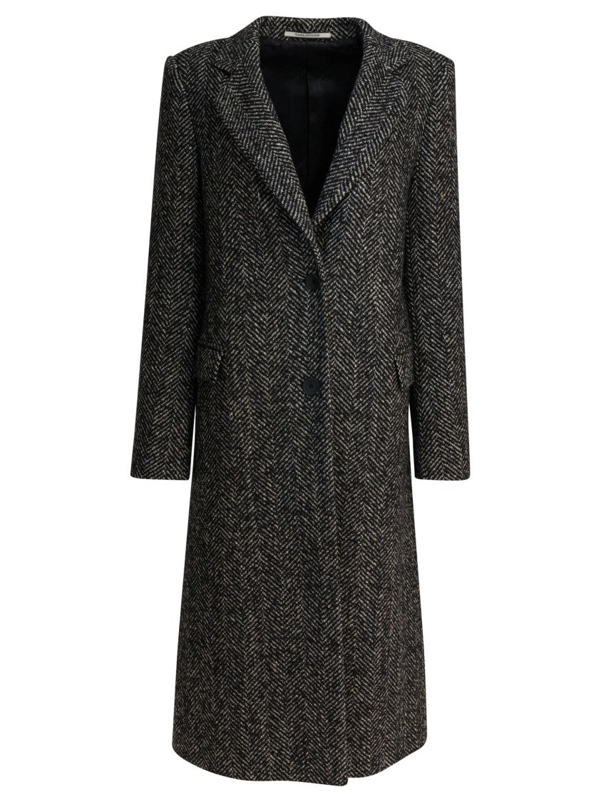 Tagliatore Tailored Herringbone Coat With Structured Silhouette