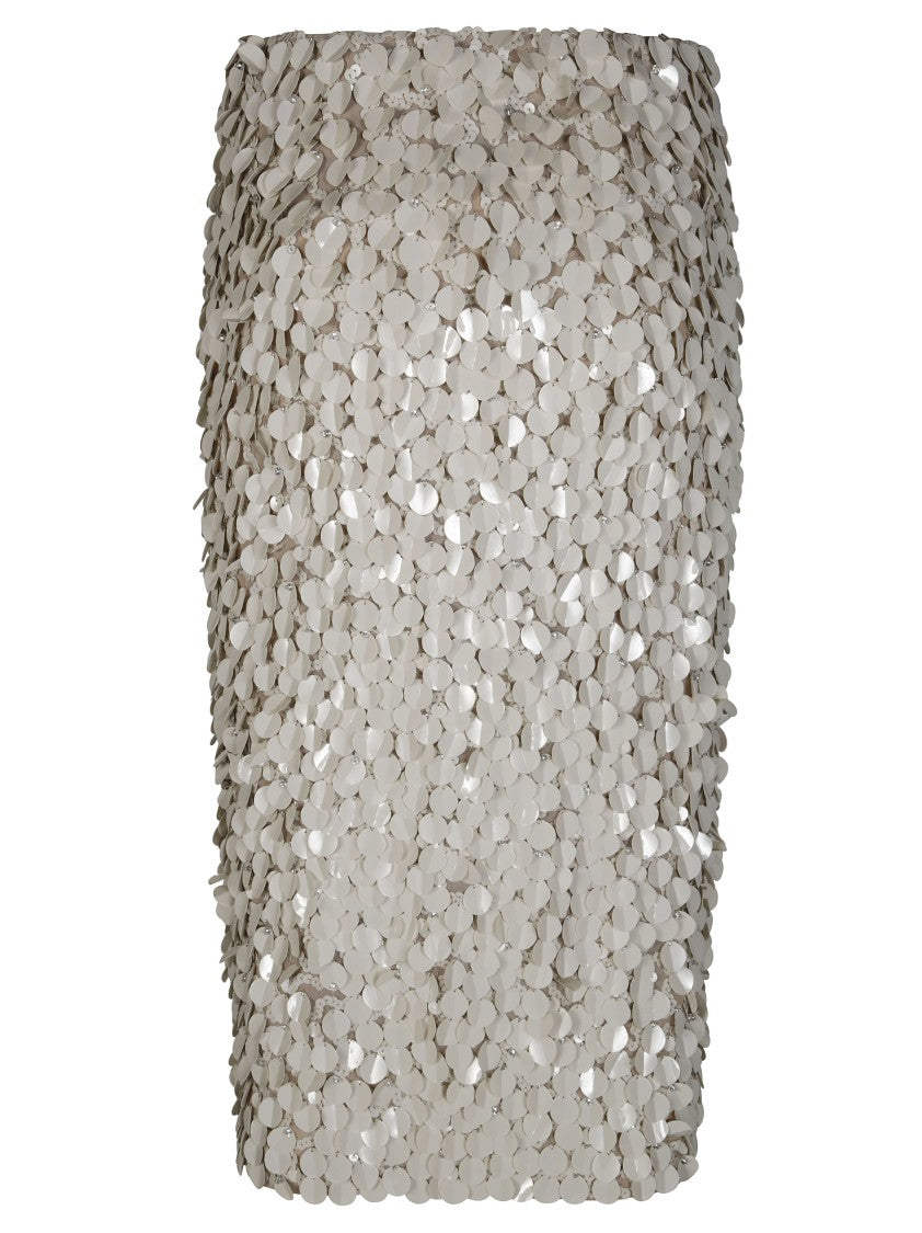 Parosh Fitted White Skirt