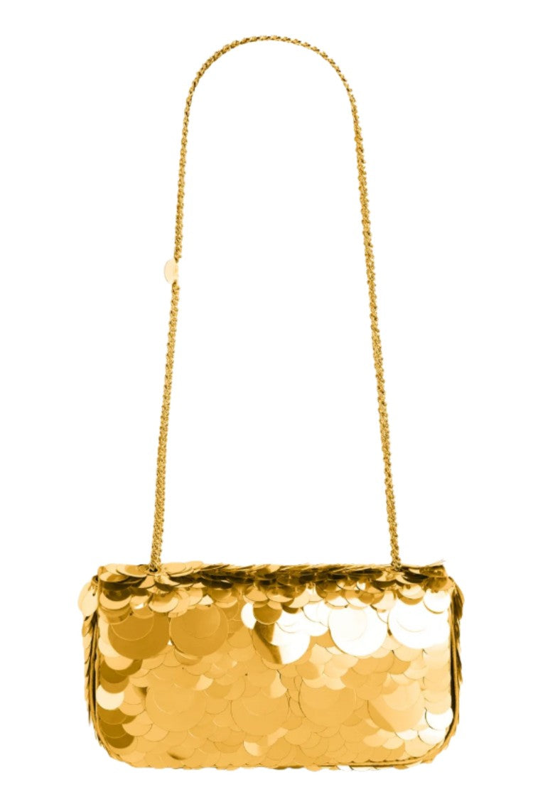 Rabanne Gold Sparkle Mini Sequined Chain Shoulder Bag