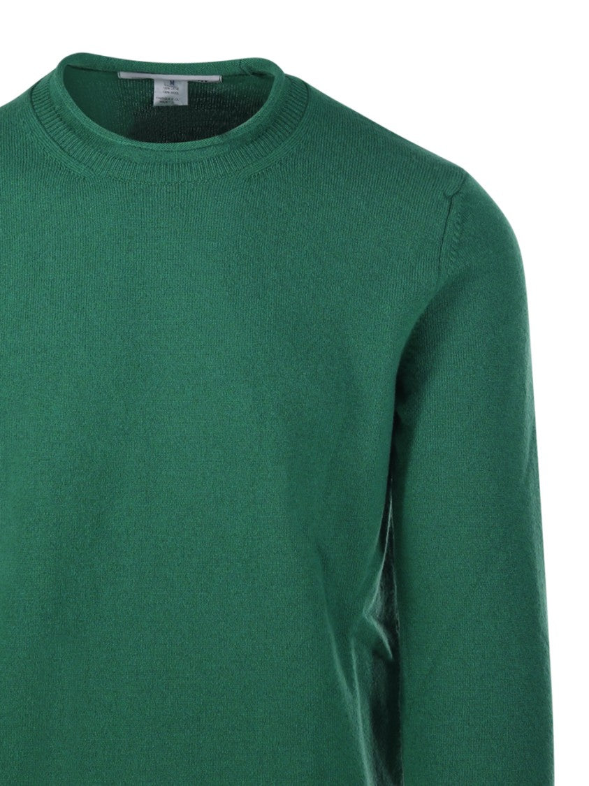 Comme Des Garçons Long-Sleeve Deep Green Wool Shirt With Ribbed Detailing