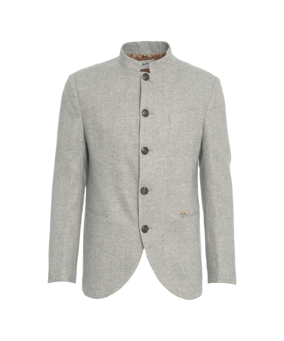 Luis Trenker Refined Korean Collar Blazer With Rounded Hem