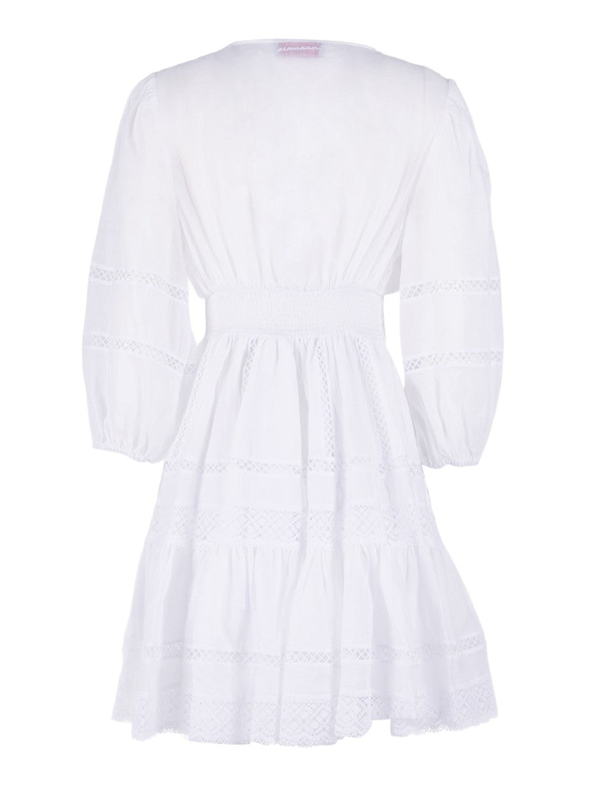 Ermanno Scervino Puff Sleeve Lace Mini Dress