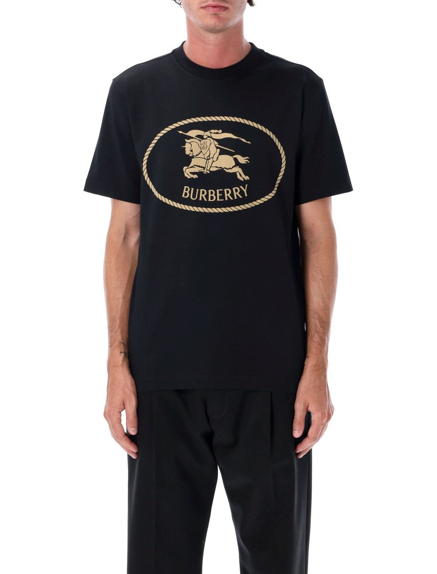 Burberry London Black Cotton Knight Stamp T-Shirt