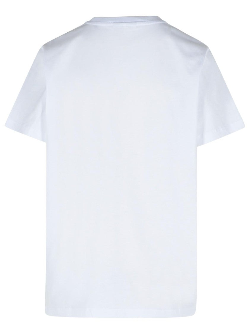 Ganni Leopard' White Cotton T-Shirt