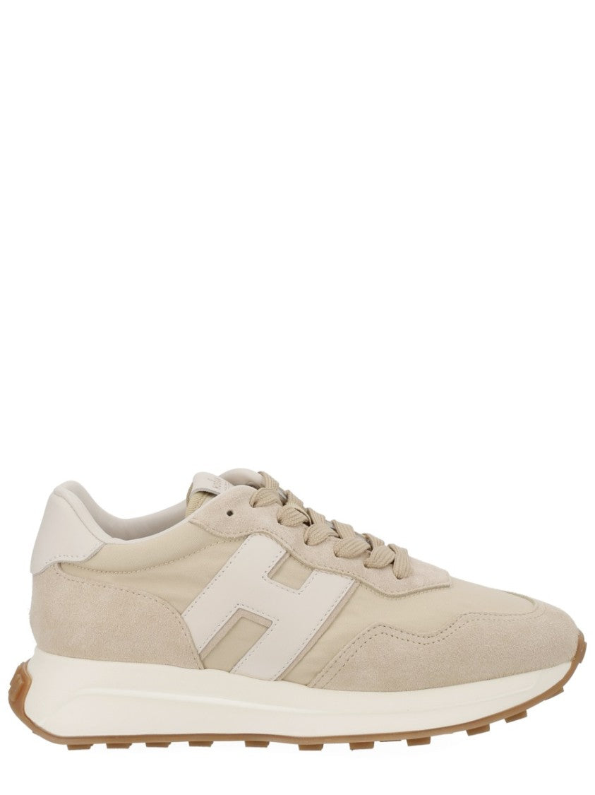 Hogan Beige H641 Thick Textured Sole Sneakers