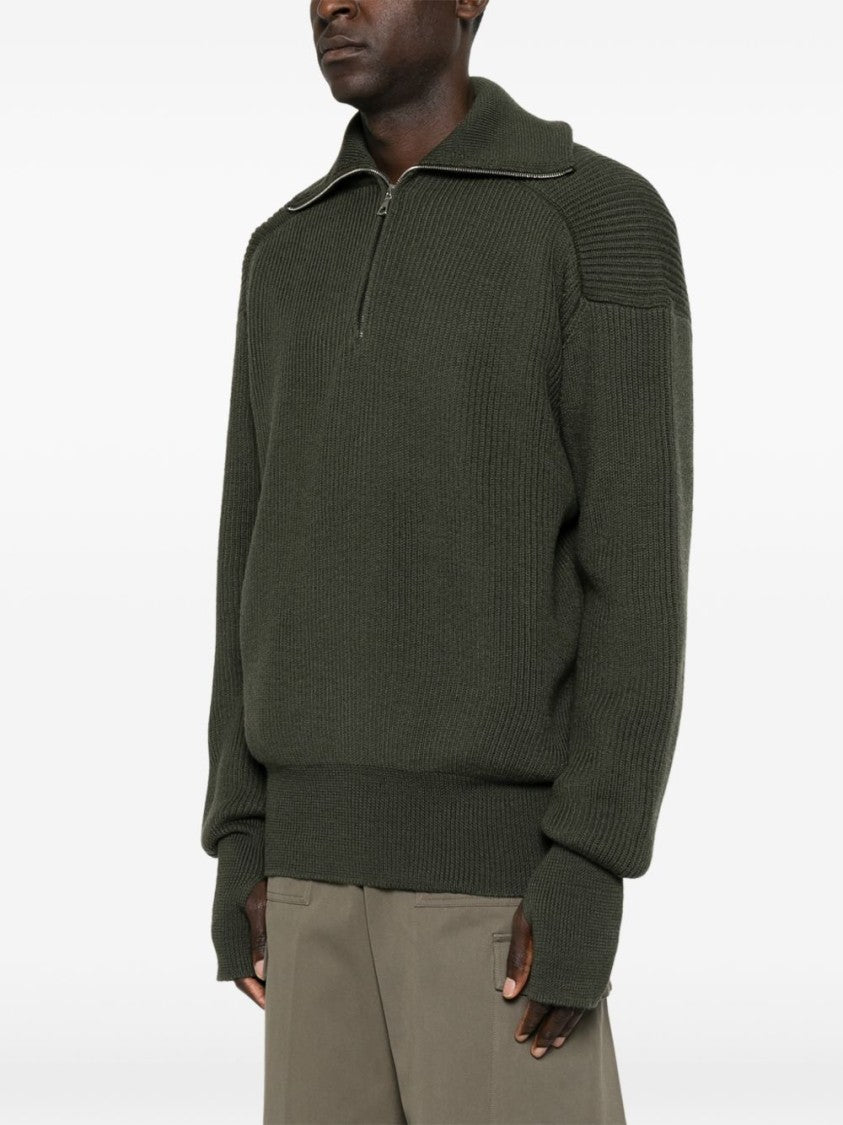 Rier Chunky Half-Zip Ribbed Knit Sweater