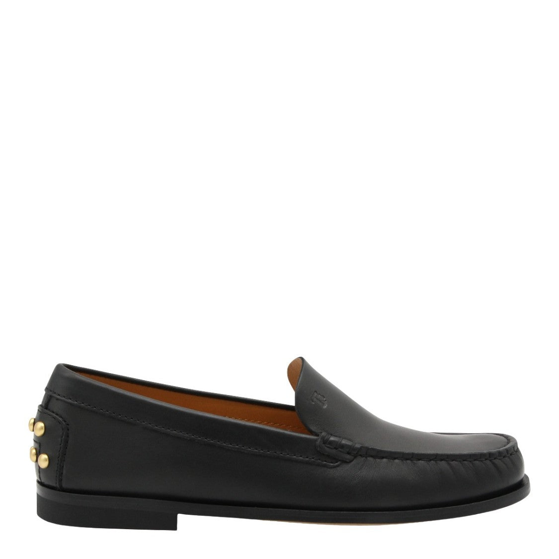 Tod's Moccasin-Style Black Flats With Decorative Gold Studs