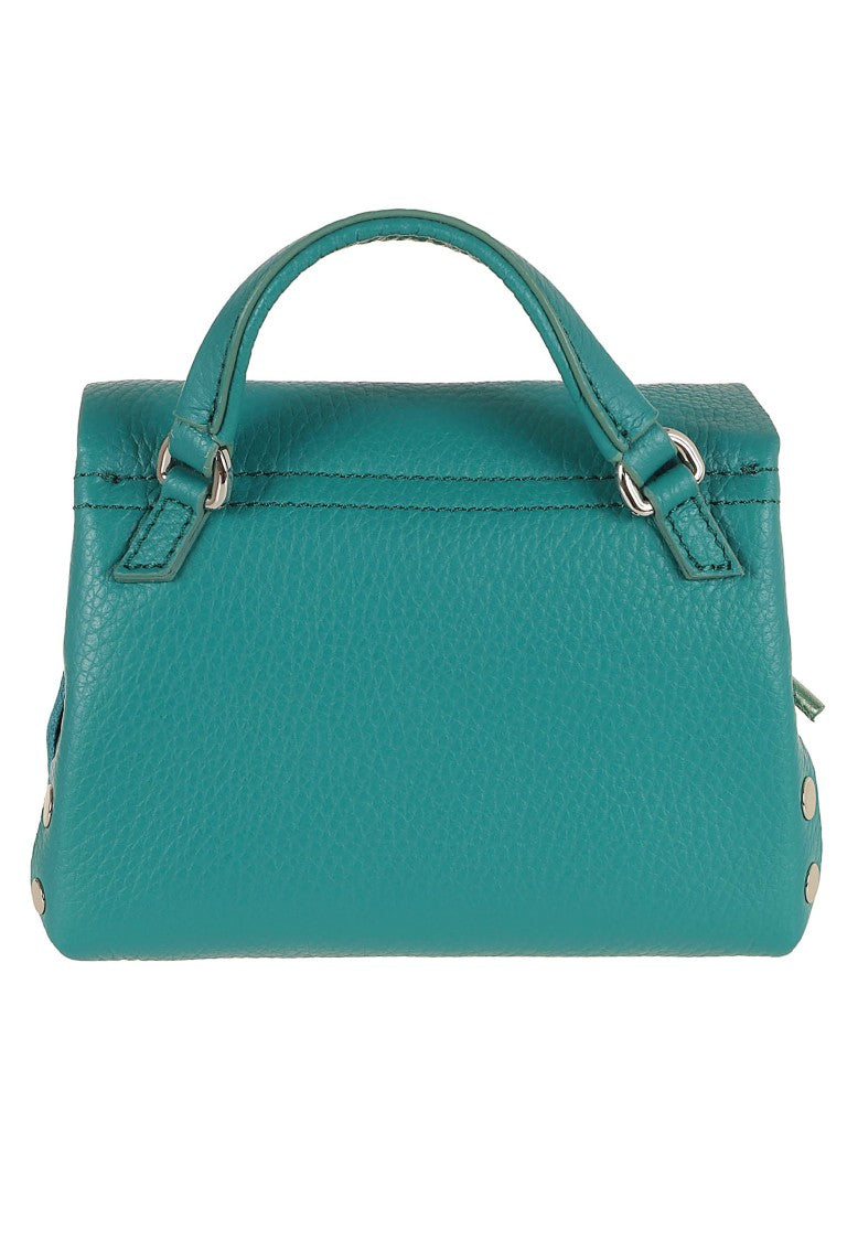 Zanellato Postina Super Baby Studded Laminated Leather Shoulder Bag