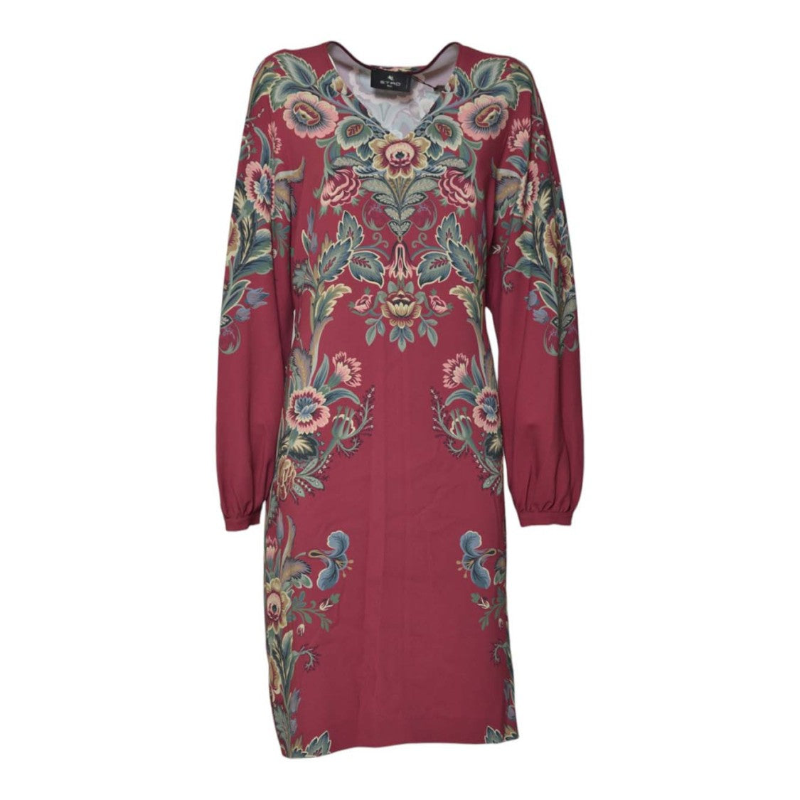 Etro Intricate Floral Midi Dress With V-Neckline