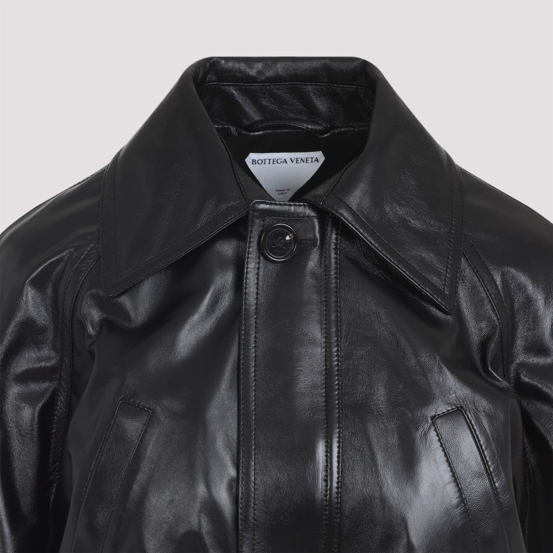 Bottega Veneta Cropped Black Lamb Leather Jacket