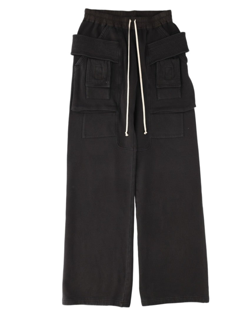 Drkshdw By Rick Owens Wide-Leg Black Trousers With Elastic Waistband And Utility Pockets