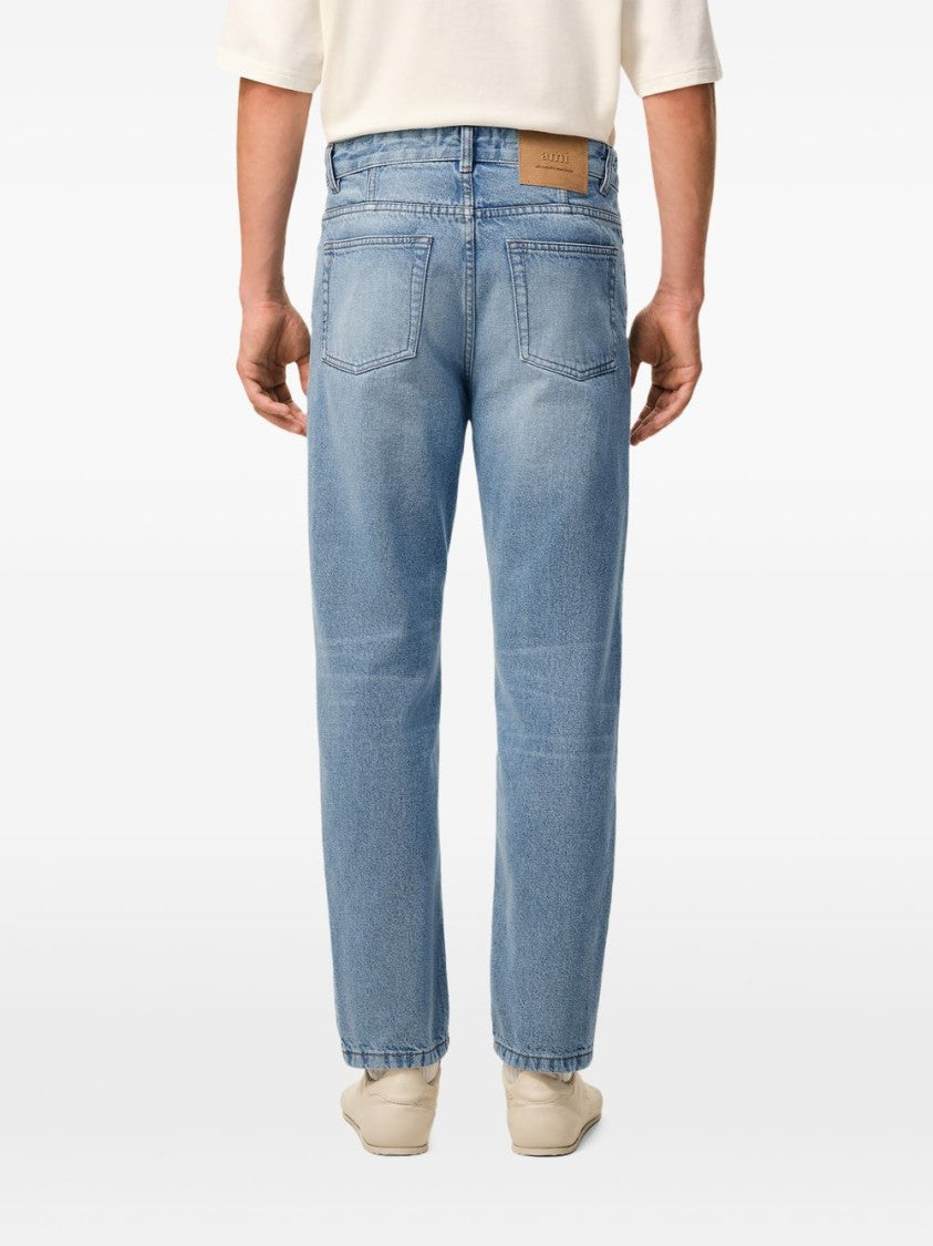 Ami Paris Classic Straight-Leg Jeans With Signature Monogram Motif