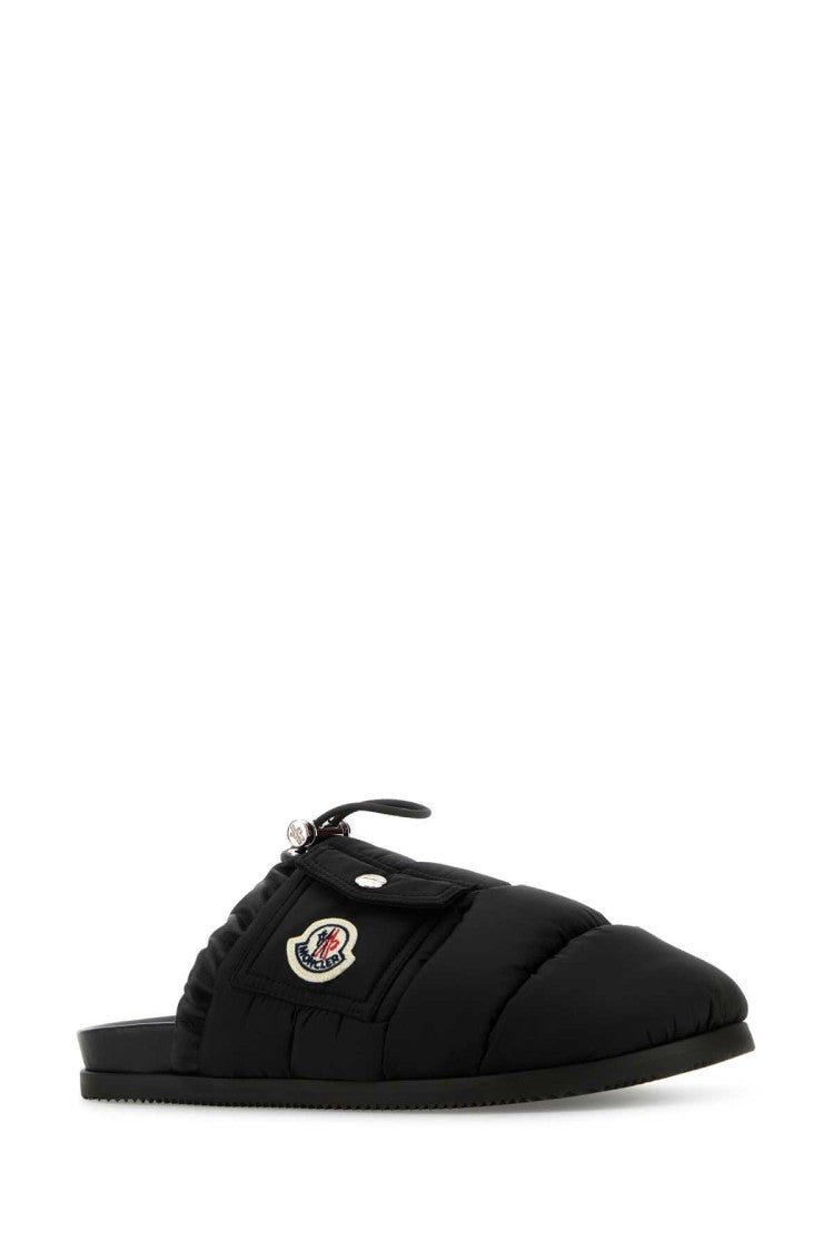 Moncler Black Fabric Mon Pocket Slippers