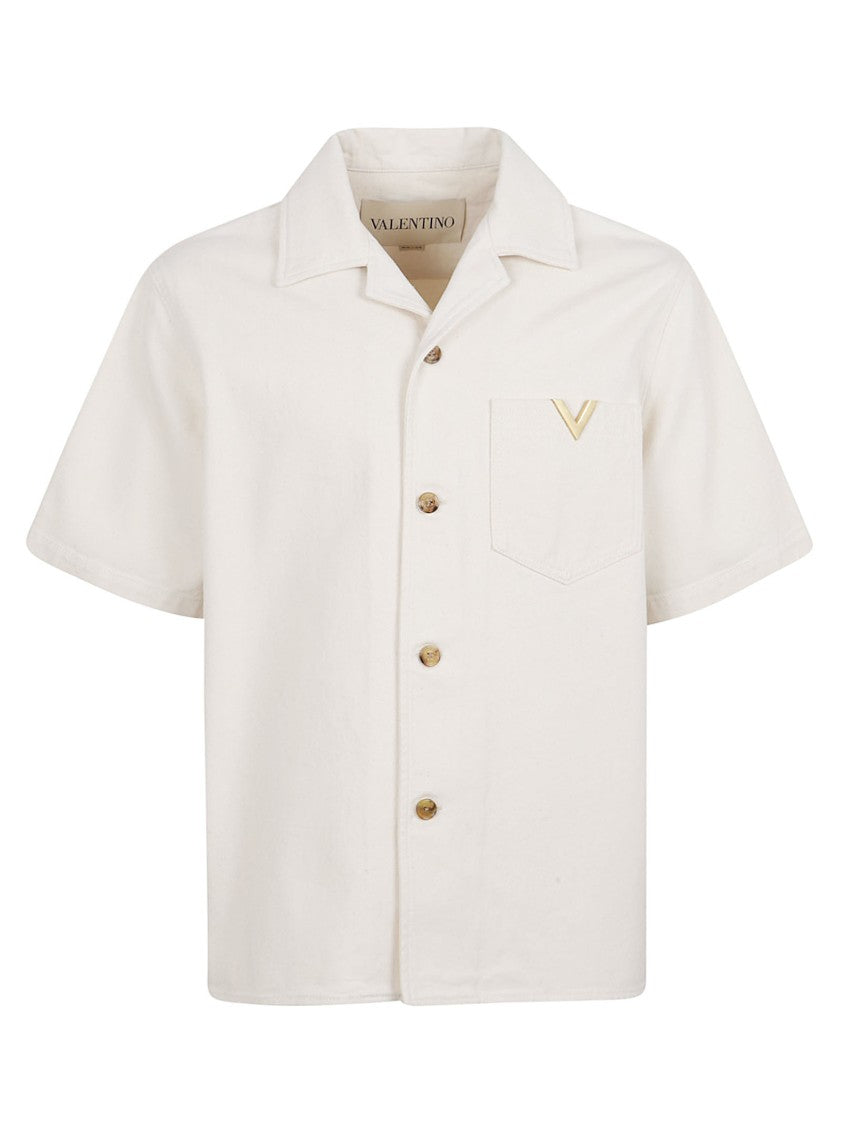 Valentino Garavani Boxy Short-Sleeve Shirt With Classic Collar