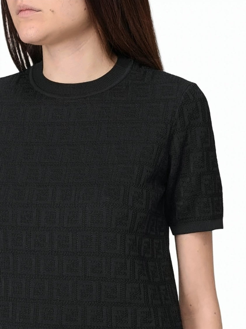 Fendi Textured Fitted Short-Sleeved Top