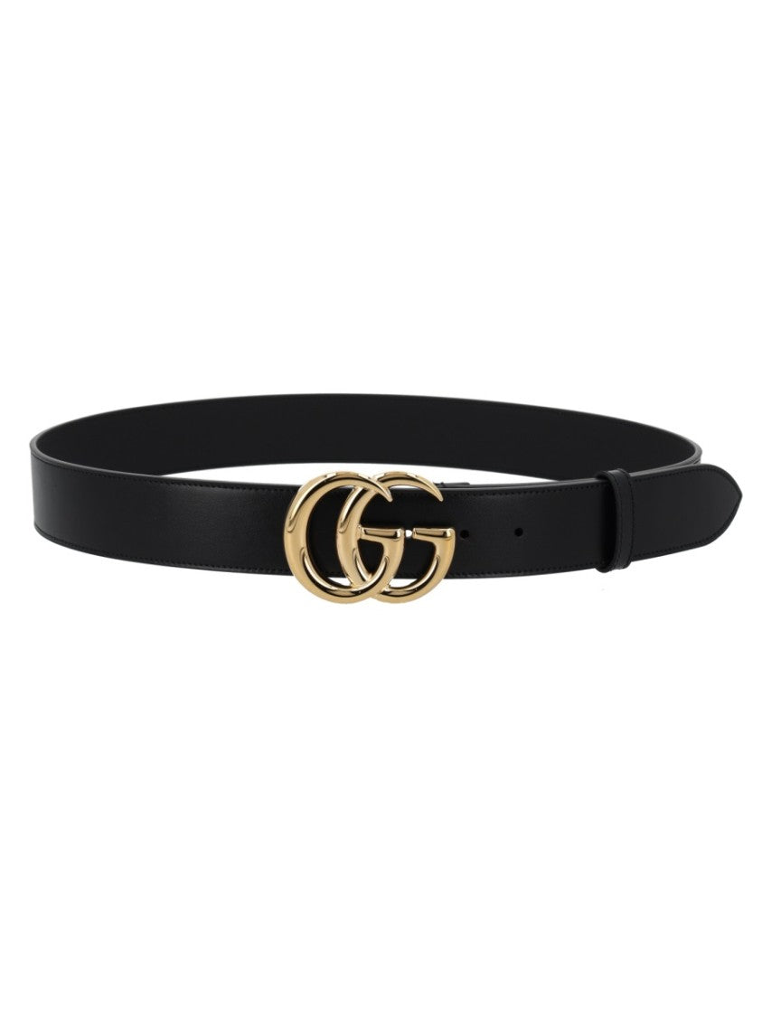 Gucci Gg Marmont Double G Black Leather Belt
