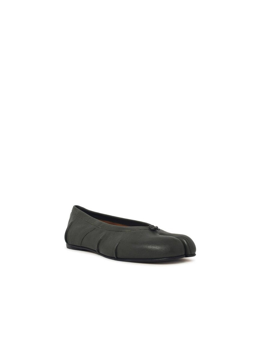 Maison Margiela 'Tabi' Green Leather Ballet Flats