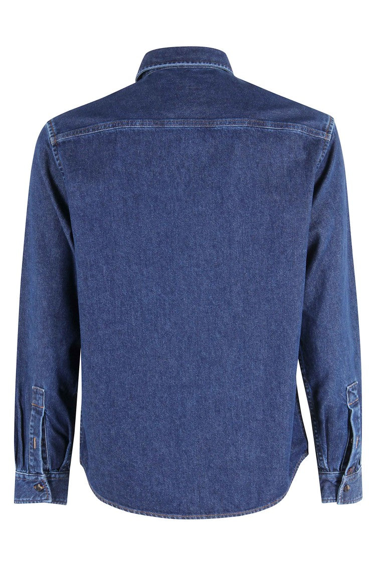 Jacob Cohen Dark Blue Denim Shirt With Contrast Stitching