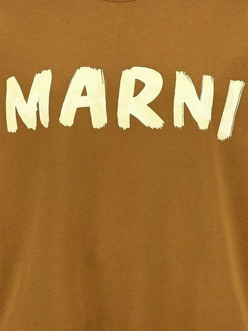 Marni Cropped Marni Crewneck Sweatshirt With Bold Logo Print