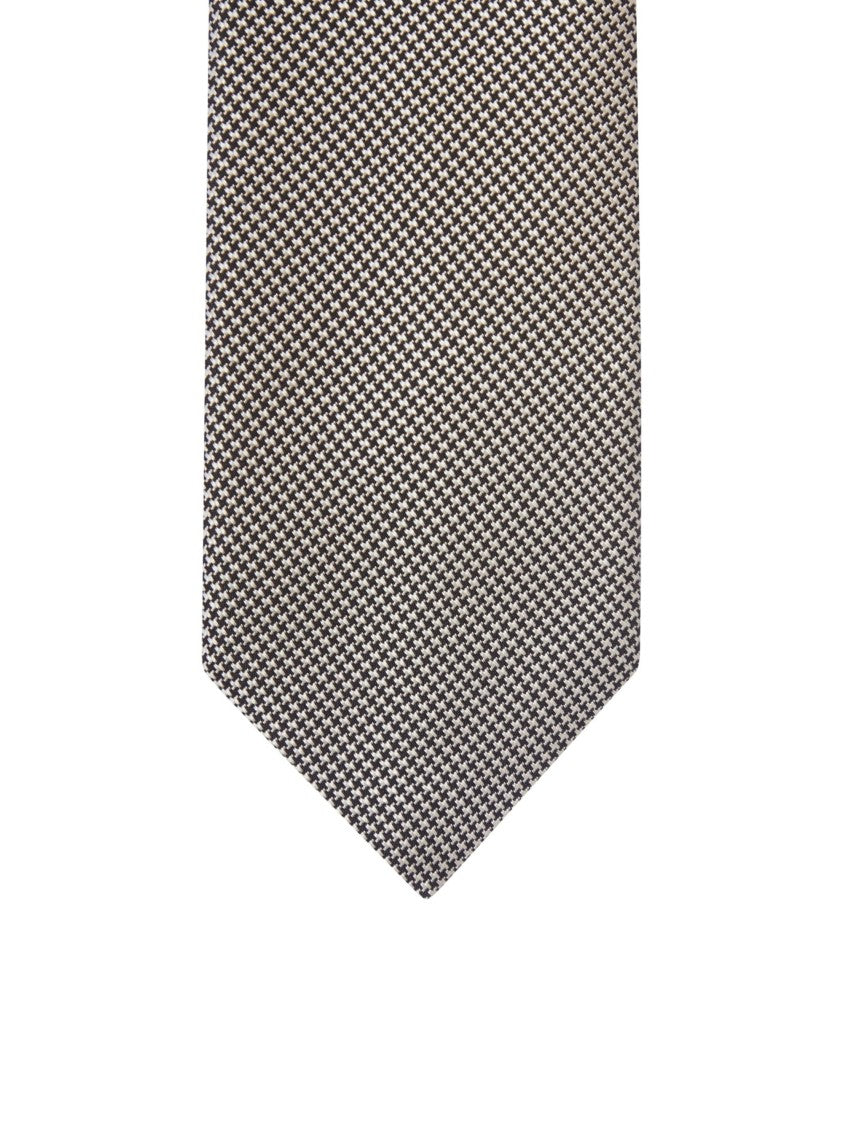 Tom Ford Micro Houndstooth Silk Tie With Lustrous Finish