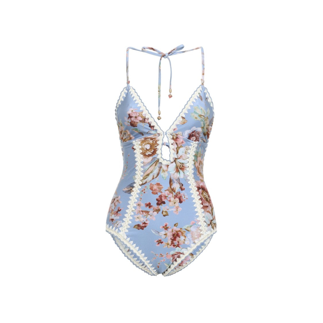 Zimmermann Chambray Blue Awaken Crochet 1 Pc Keyhole Swimwear