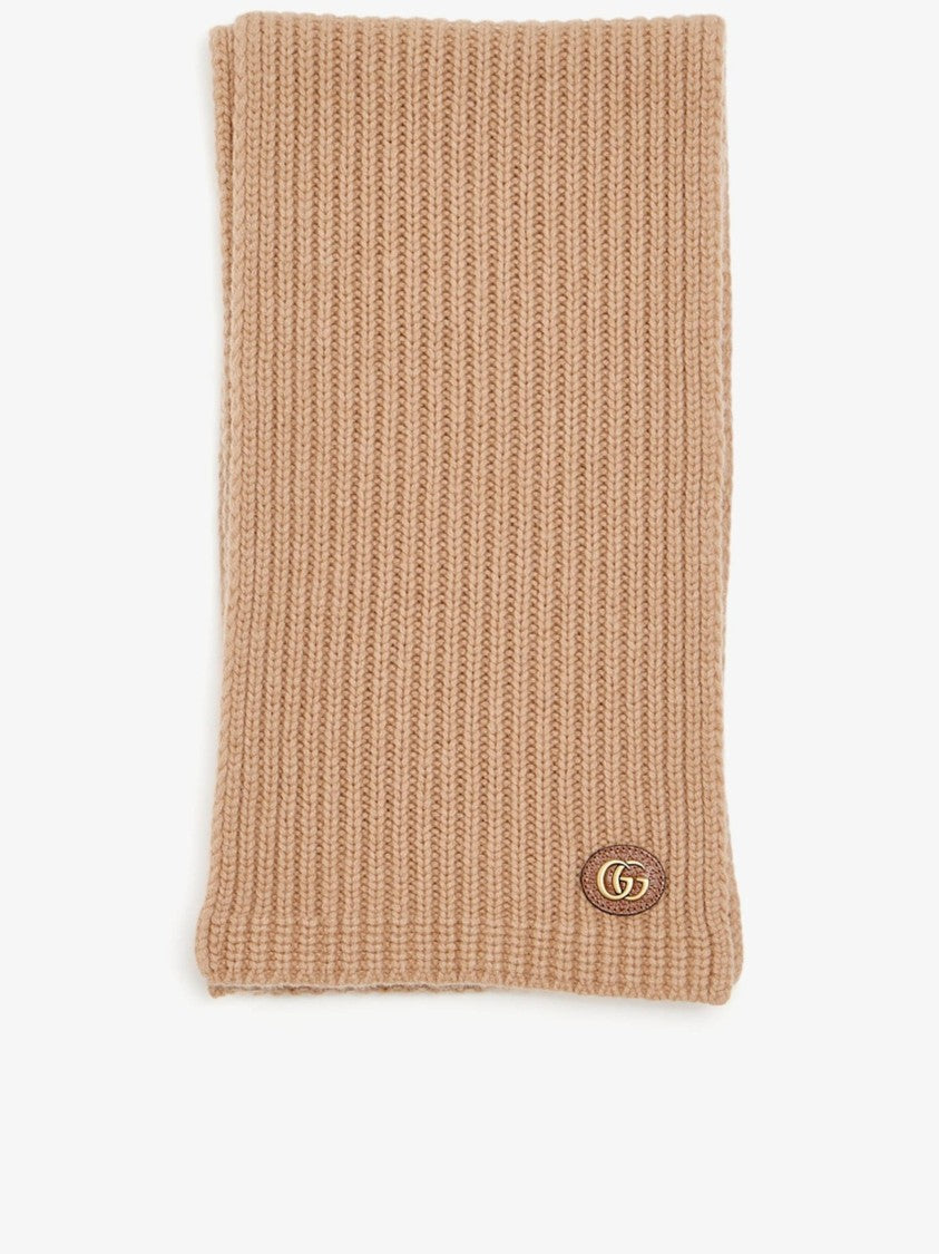 Gucci Camel Sciarpa Ribbed Knit Scarf