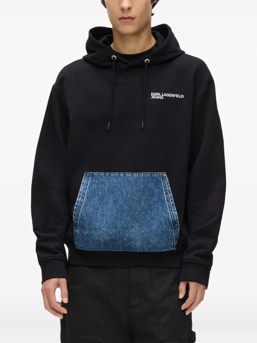 Karl Lagerfeld Hooded Sweatshirt With Denim Patch Pocket