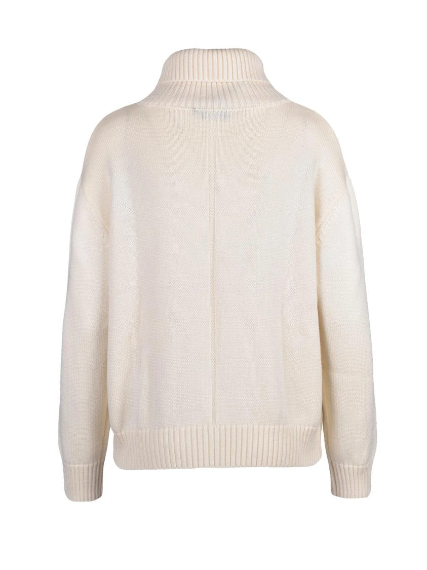 Add Extrafine Merino Wool High Neck Sweater With Ribbed Details