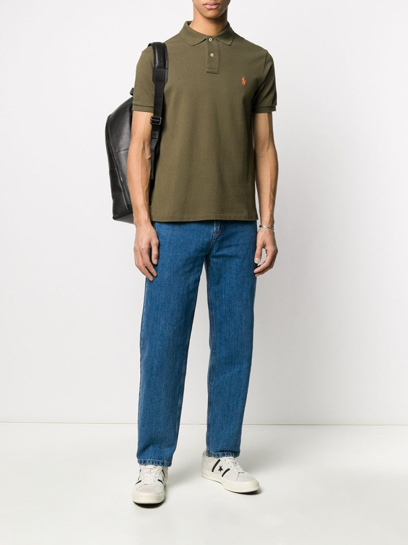 Polo Ralph Lauren Fitted Green Polo Shirt With Embroidered Logo