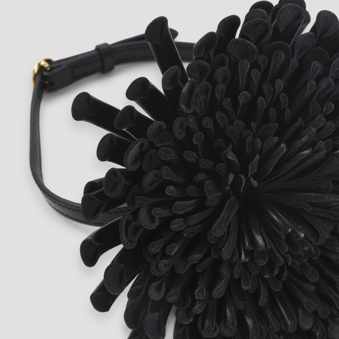 Alaïa Sculptural Black Floral Design Necklace With Gold Buckle