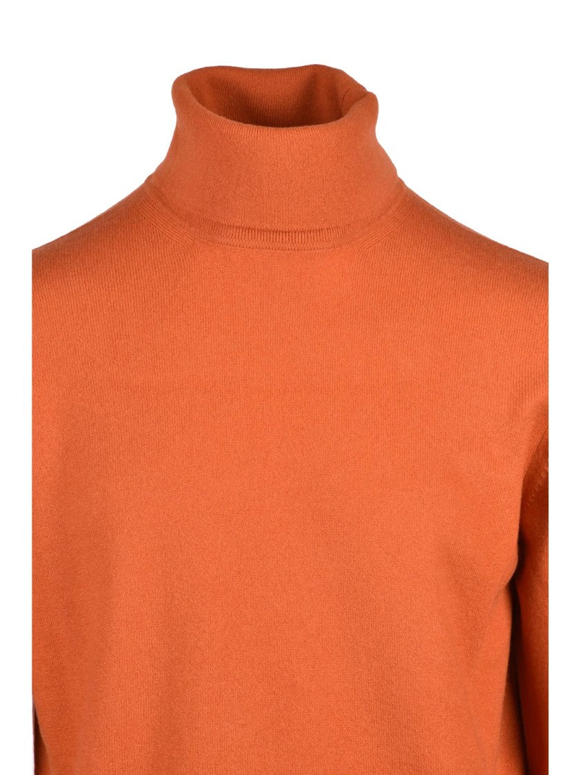 Alpha Studio High-Neck Brown Cashmere Turtleneck Sweater