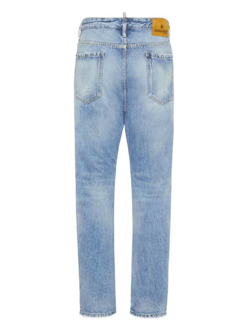 Dsquared2 Blue Whiskering Effect Five Pocket Jeans