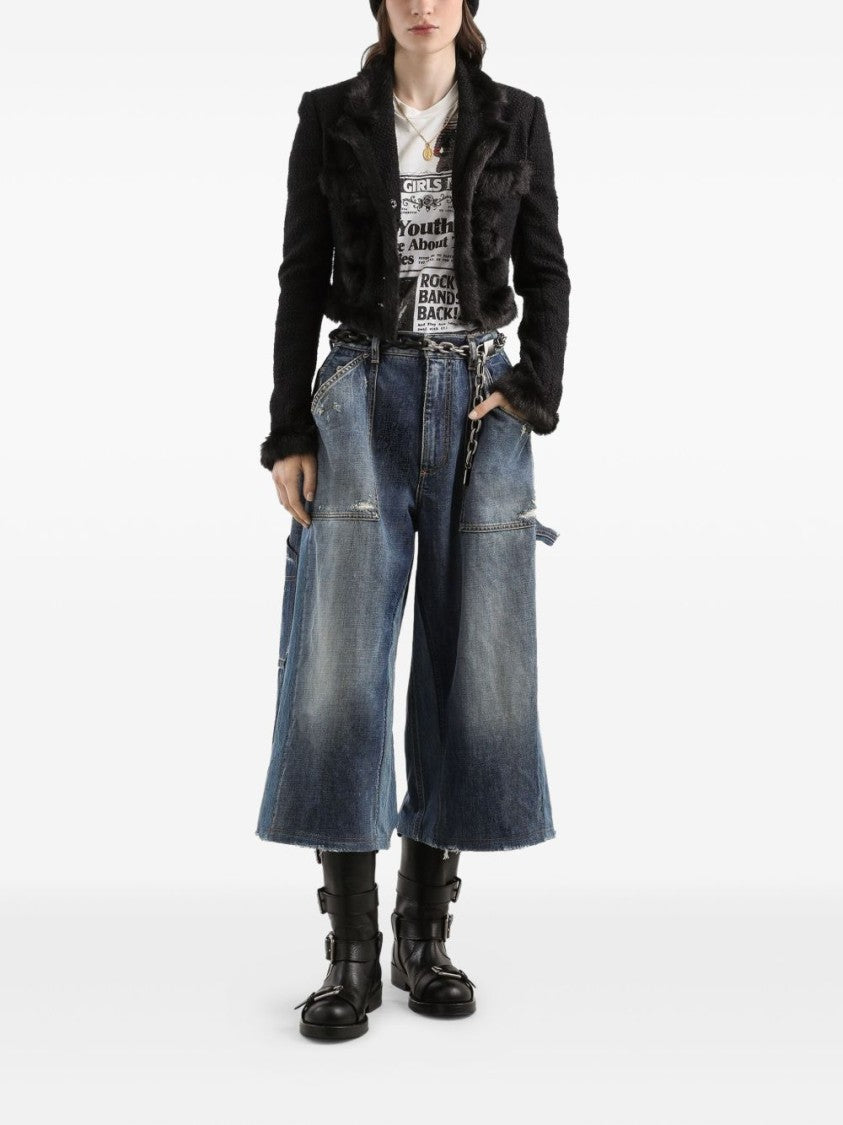 Dolce & Gabbana Faded Denim Bermuda Shorts With Distressed Details