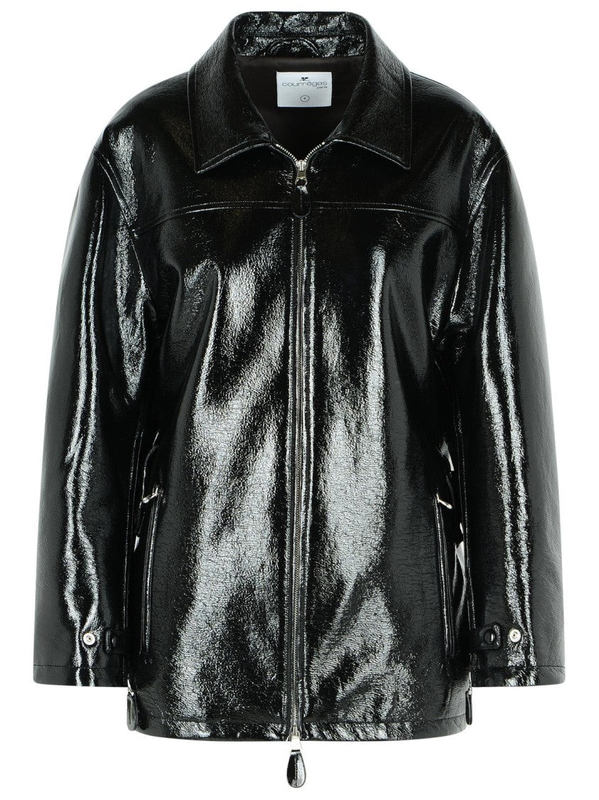 Courrèges Vinyl' Black Cotton Blend Jacket