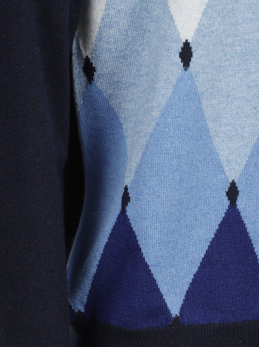 Ballantyne Classic Argyle Knit Sweater With Gradient Design