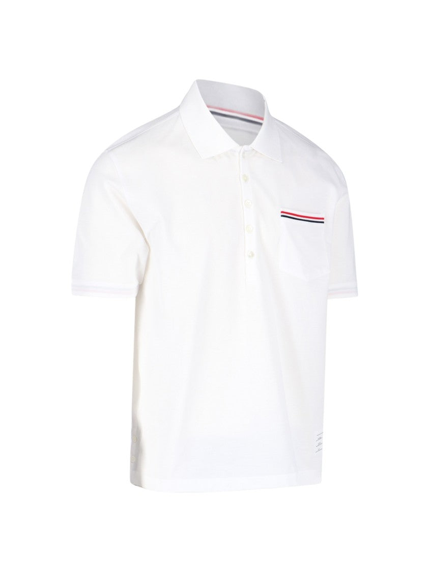Thom Browne Pique Pocket Logo Polo – White