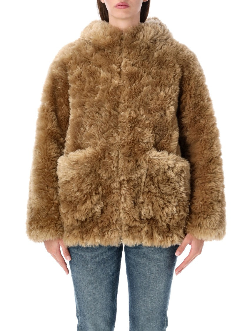 Vegancode Hooded Bomber Faux Fur Jacket