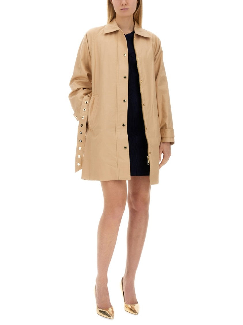 Michael Michael Kors Belted Cotton Trench Coat With Classic Collar And Button Details