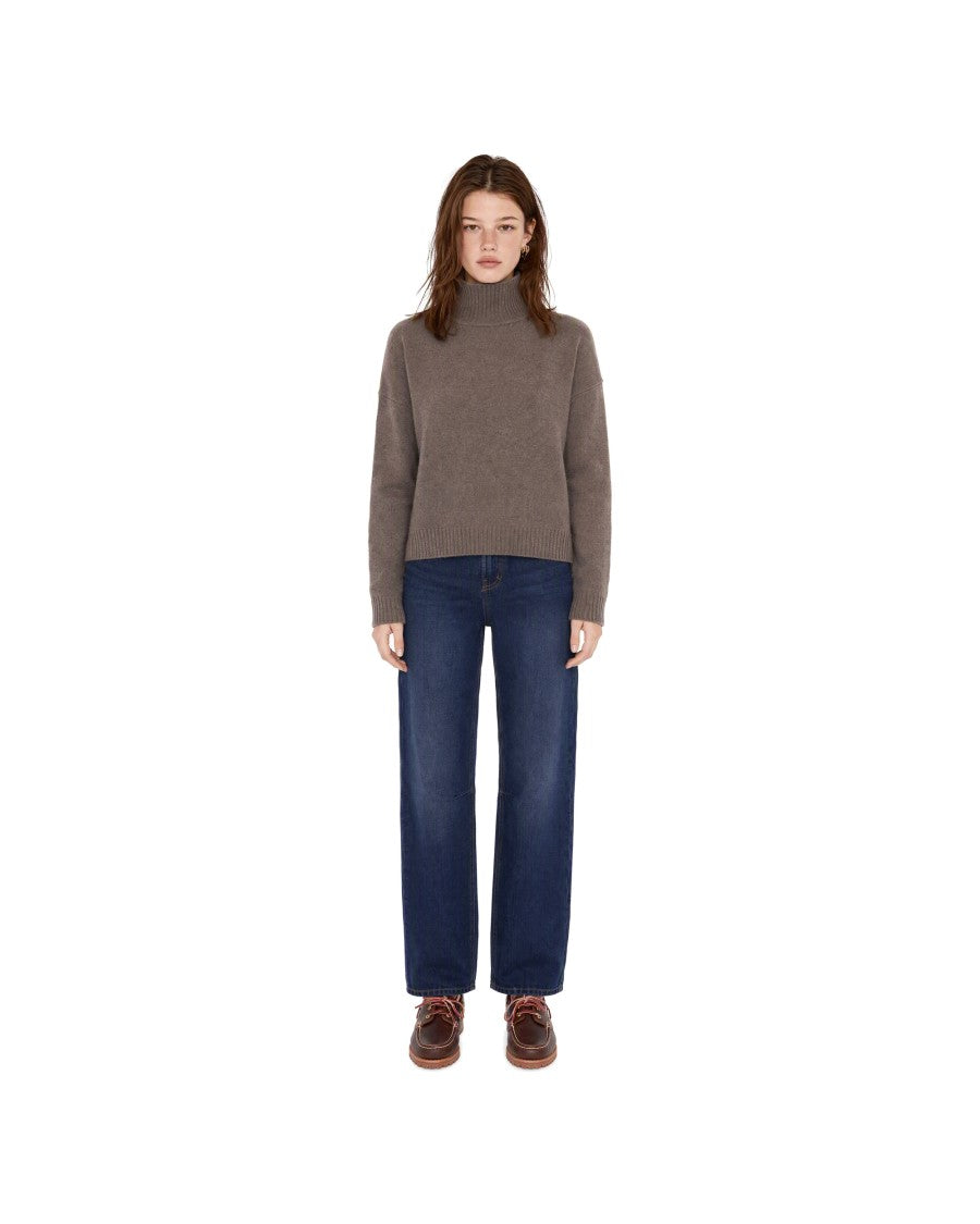 Max Mara Brown Virgin Wool High-Turtleneck Sweater