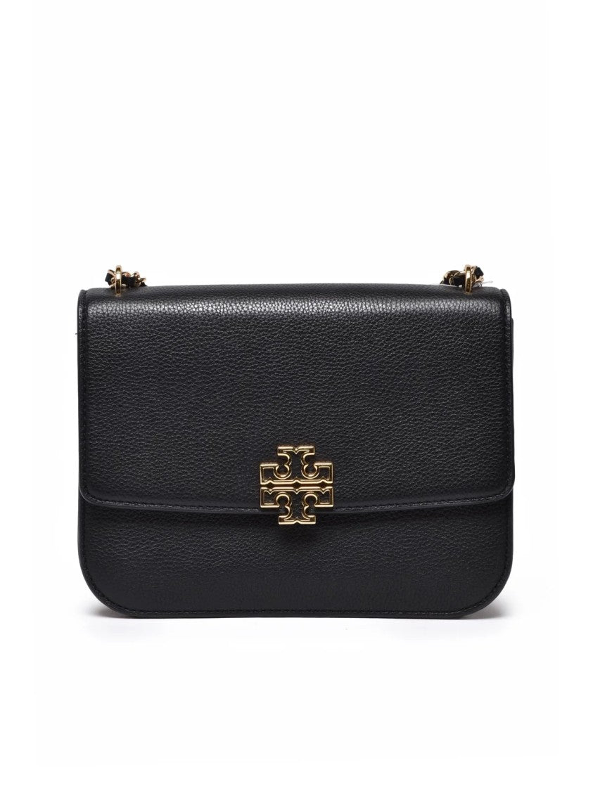 Tory Burch Britten Medium Shoulder Bag In Textured Calfskin Leather