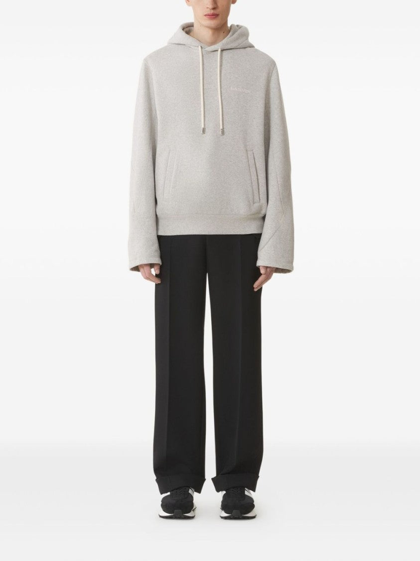 Lanvin Grey Cotton Cashmere Blend Crew Neck Hoodies