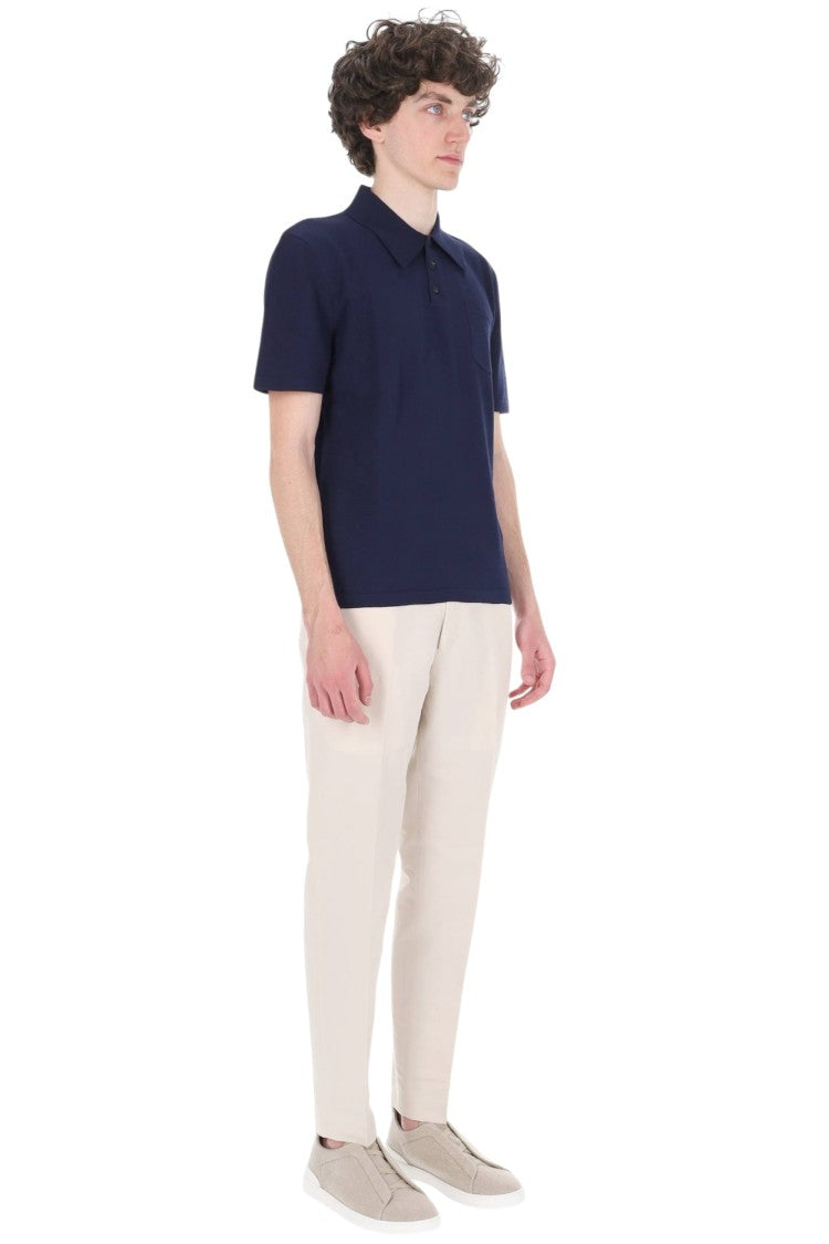 A.P.C. Blue Colin Pocket Cotton Polo Shirt