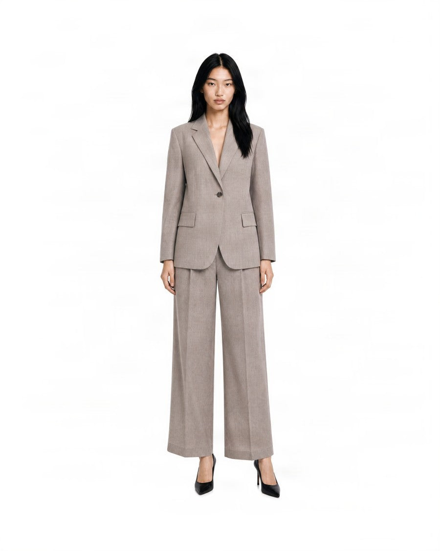 Max Mara Pure Virgin Wool Double Pleated Wide-Leg Trousers