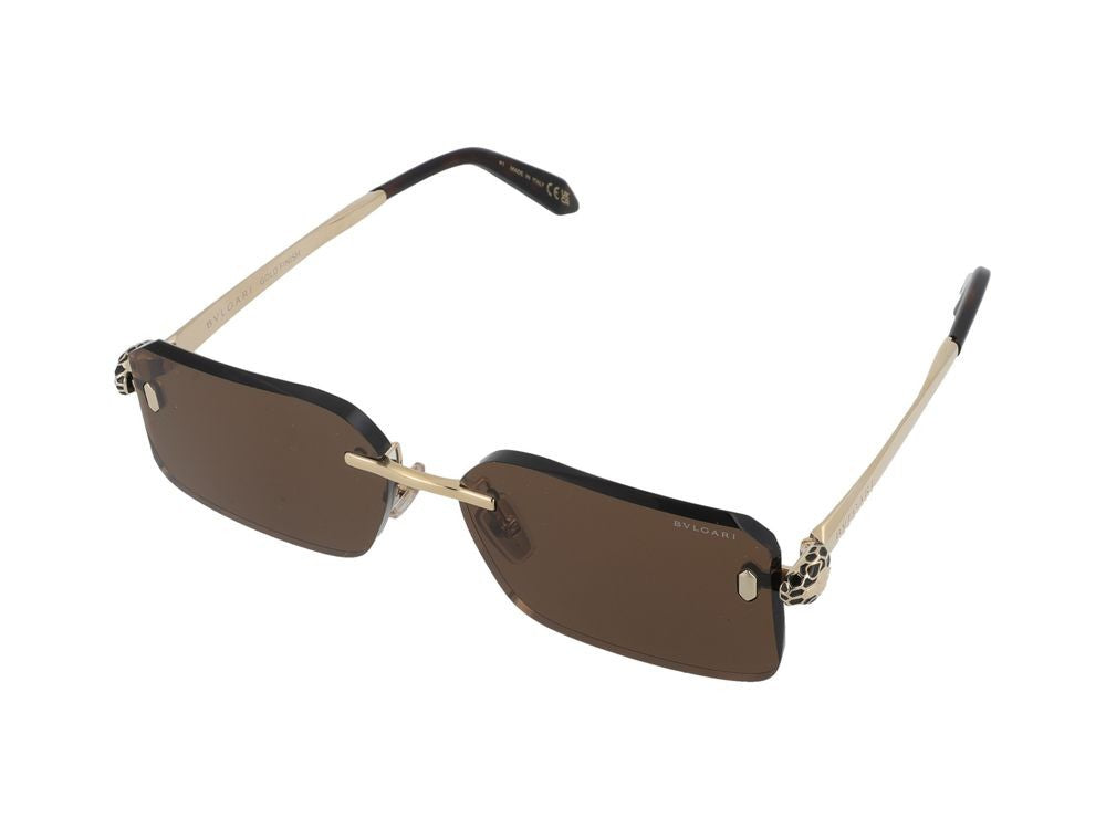 Bulgari Gold-Toned Temple Leopard Detail Rimless Sunglasses