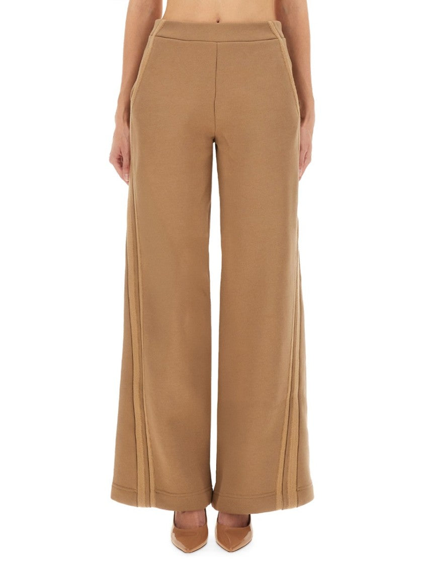 Max Mara Brown Wide-Leg Pants With Subtle Seam Details