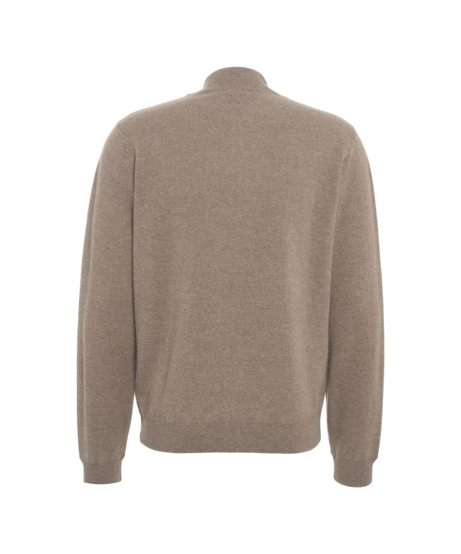 Gender Textured Knit Bomber Jacket With Ribbed Details